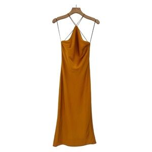 One Fell Swoop Cleo Midi Low back Halter Dress in Copper Bronze Size 6